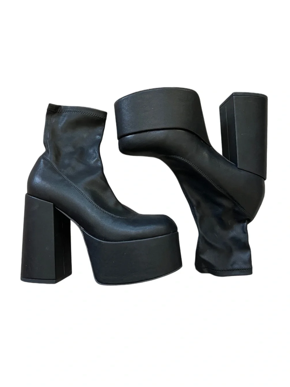 Women’s Black Elastic Chunky Platform Highheels